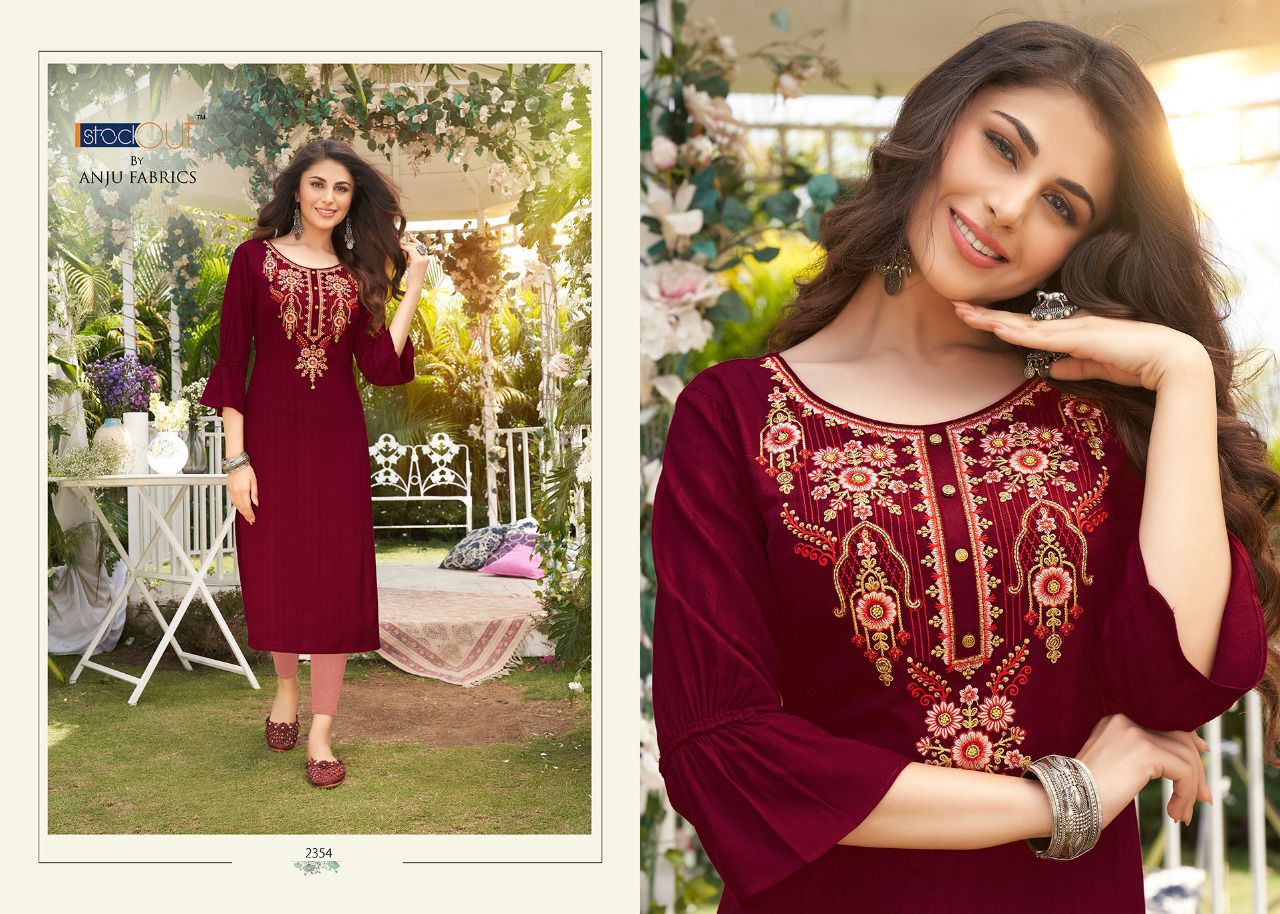 Crazy Vol 3 By AF Viscose Rayon Embroidery Kurtis Wholesale Clothing Suppliers In India